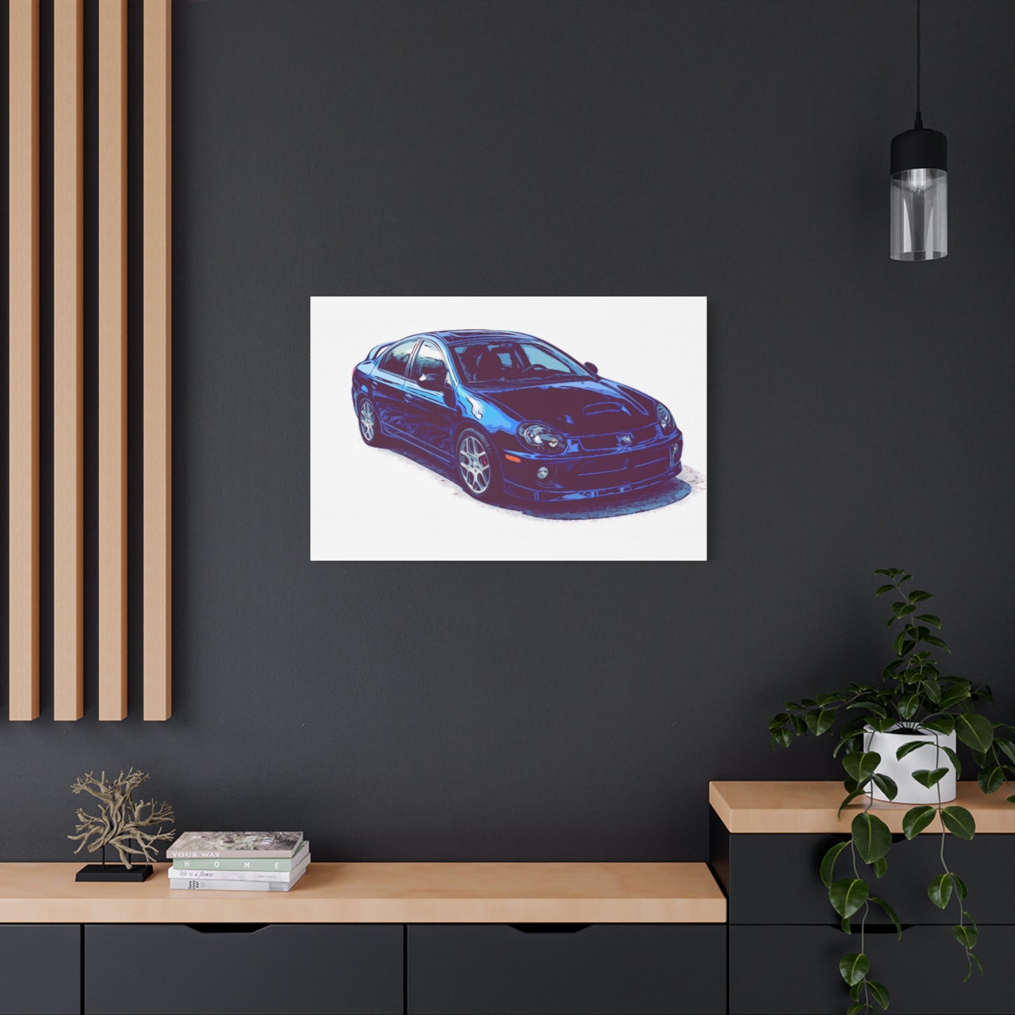 Turbo Four Door – Early 2000s Sport Sedan Comic Car Wall Art