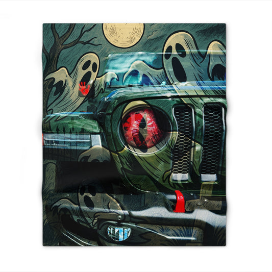 Spooky Ghosts Throw Blanket, Cozy Blanket for Halloween Decor, Car Lovers Gift, Fun Home Decor, Haunted House Vibes