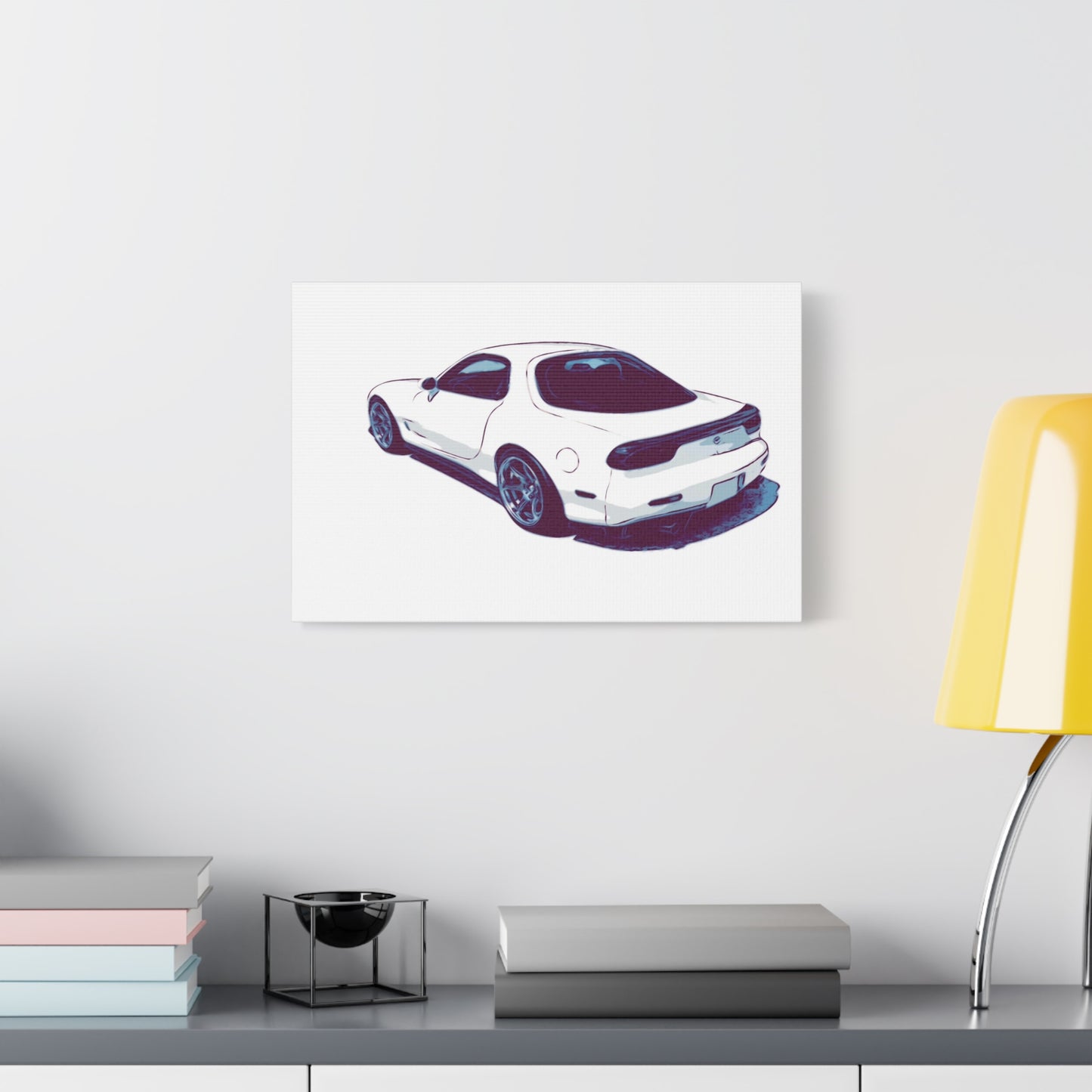Ivory Fade – Japanese Rotary Coupe Rear Profile Comic Wall Art