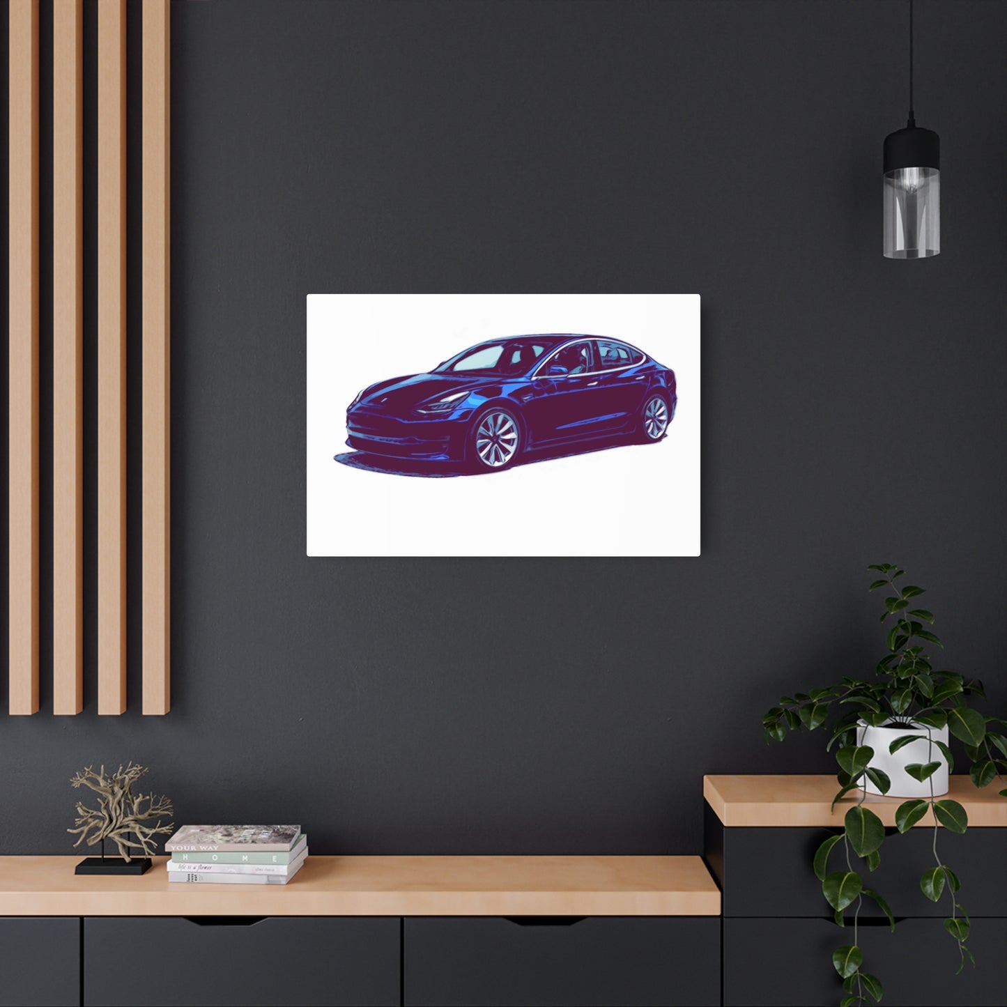 Silentshift Fastback – Modern Electric Sport Sedan Comic Car Wall Art