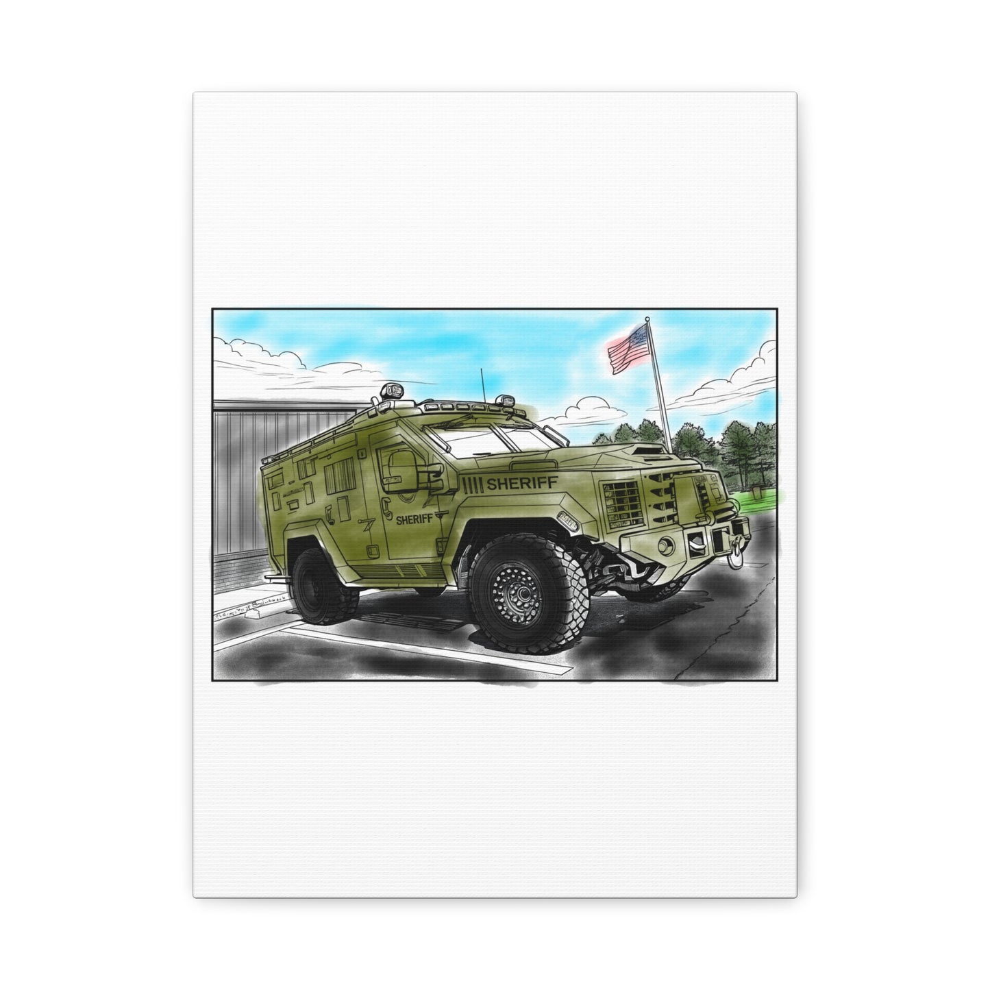 Brave Neighborhood Defender – Kids Community Truck Canvas Wall Art