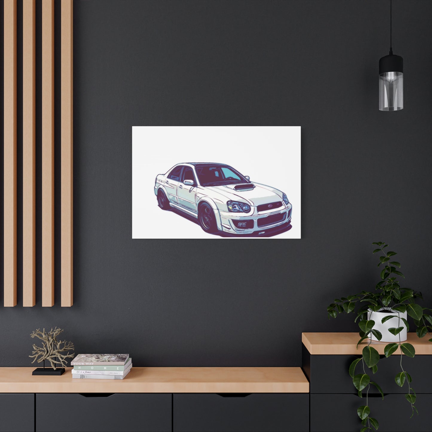 Boosted All-Wheel Fury – Rally-Inspired Sport Sedan Comic Car Wall Art
