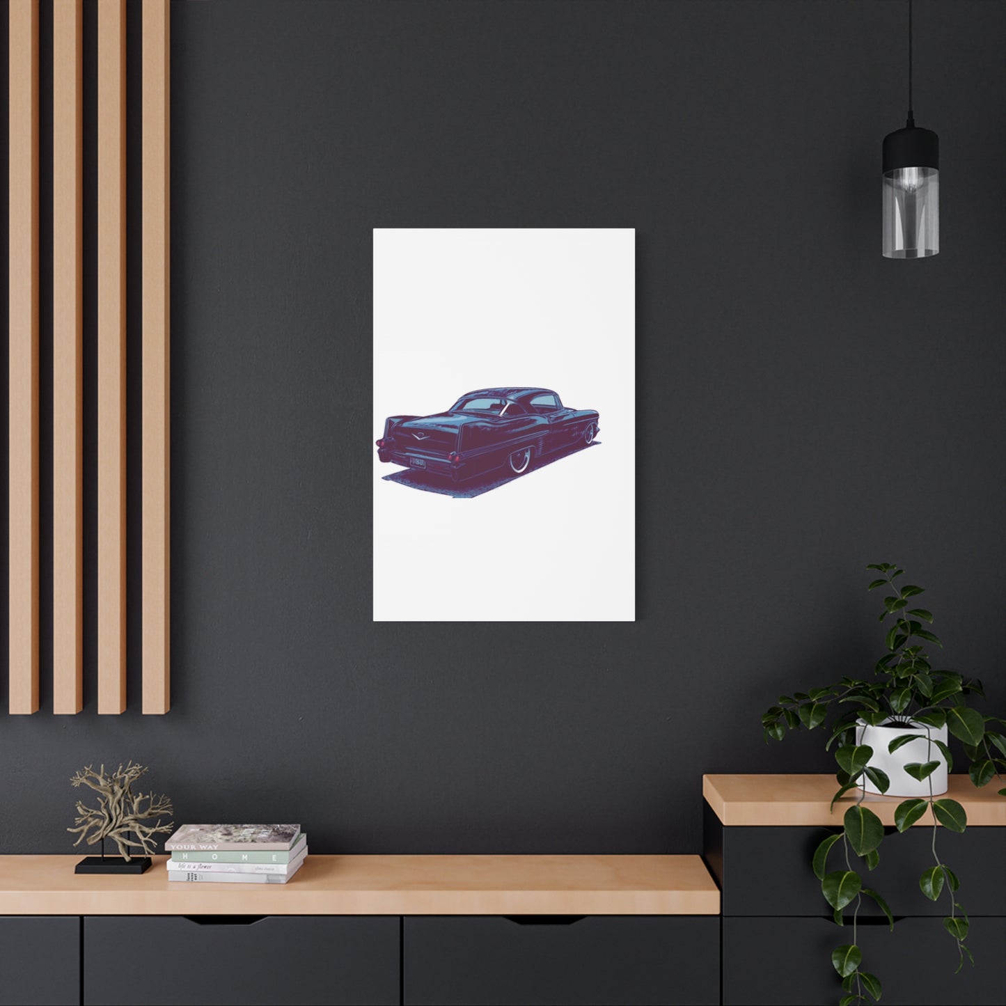 Tailfin After Hours – Vintage Luxury Cruiser Comic Car Wall Art