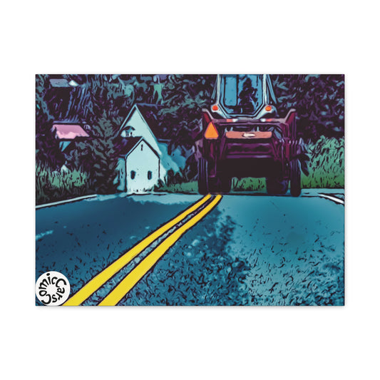 Country Roads Tractor Matte Canvas Wall Art for Farmhouse Decor