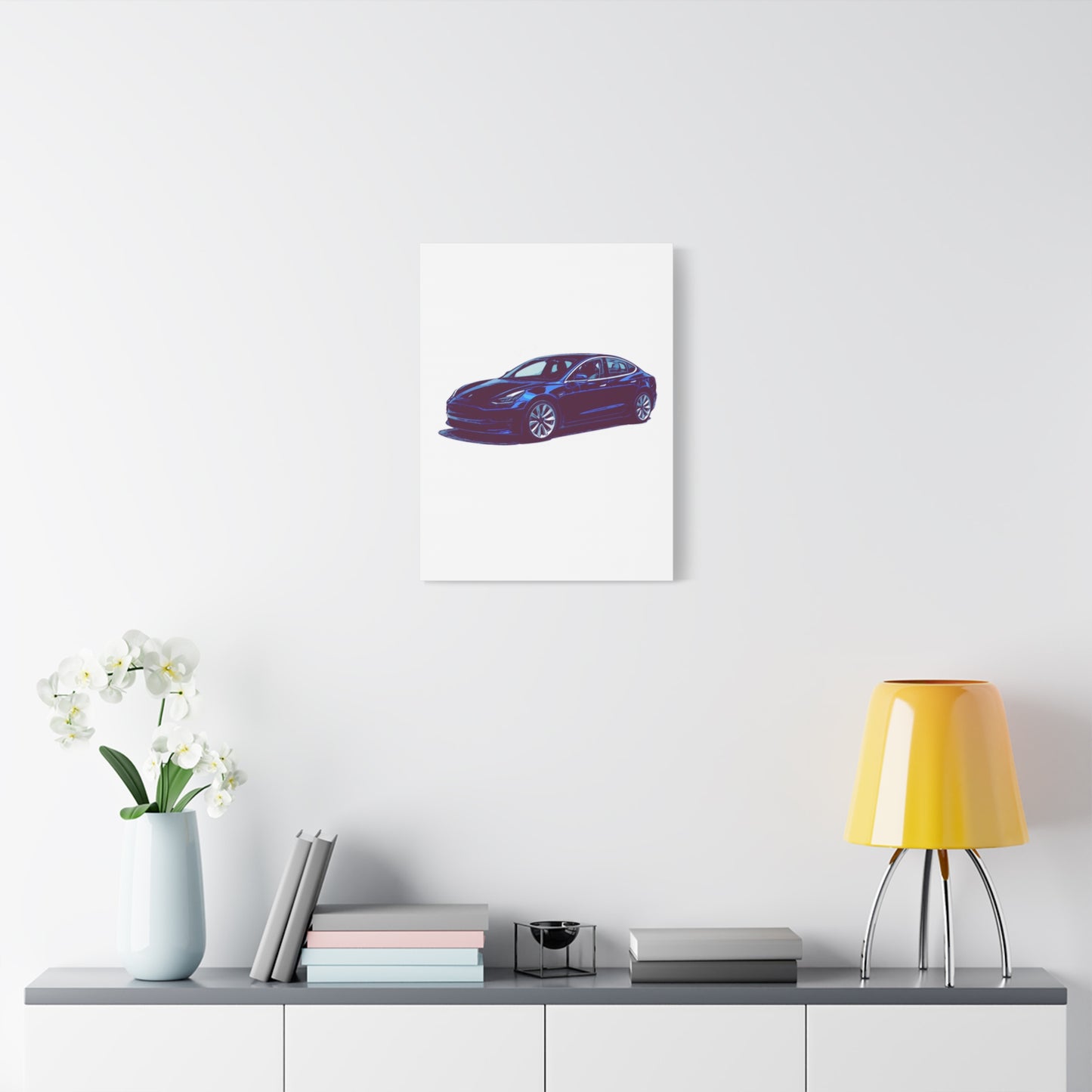 Silentshift Fastback – Modern Electric Sport Sedan Comic Car Wall Art