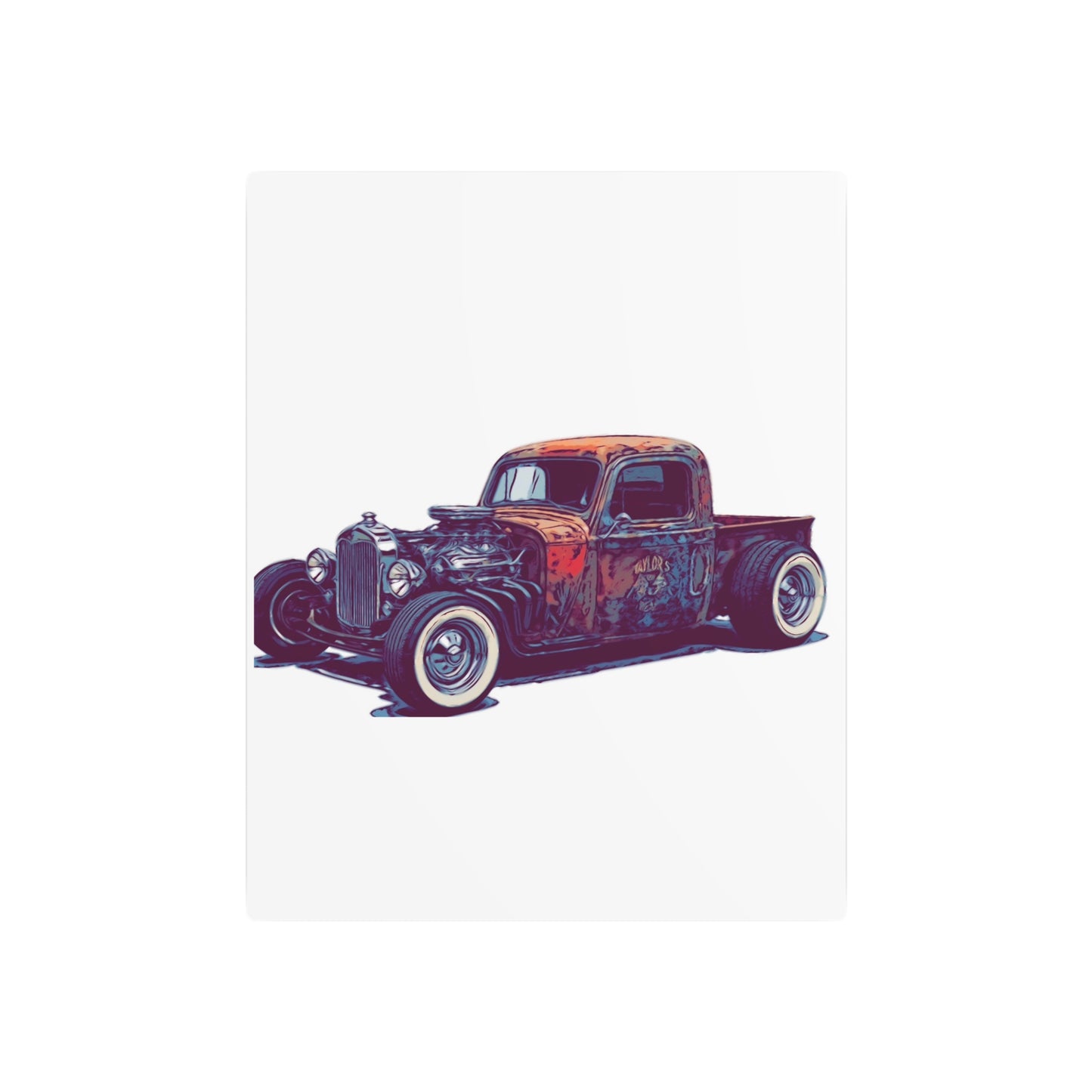Rustbound Revival Pickup – Vintage Rat Rod Comic Car Wall Art
