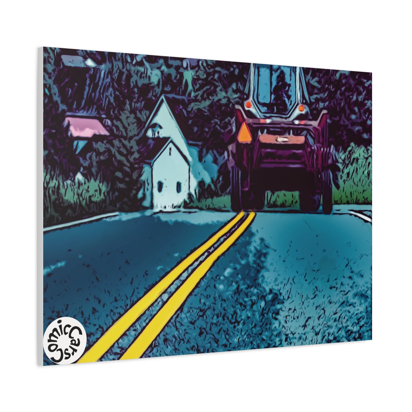 Country Roads Tractor Matte Canvas Wall Art for Farmhouse Decor