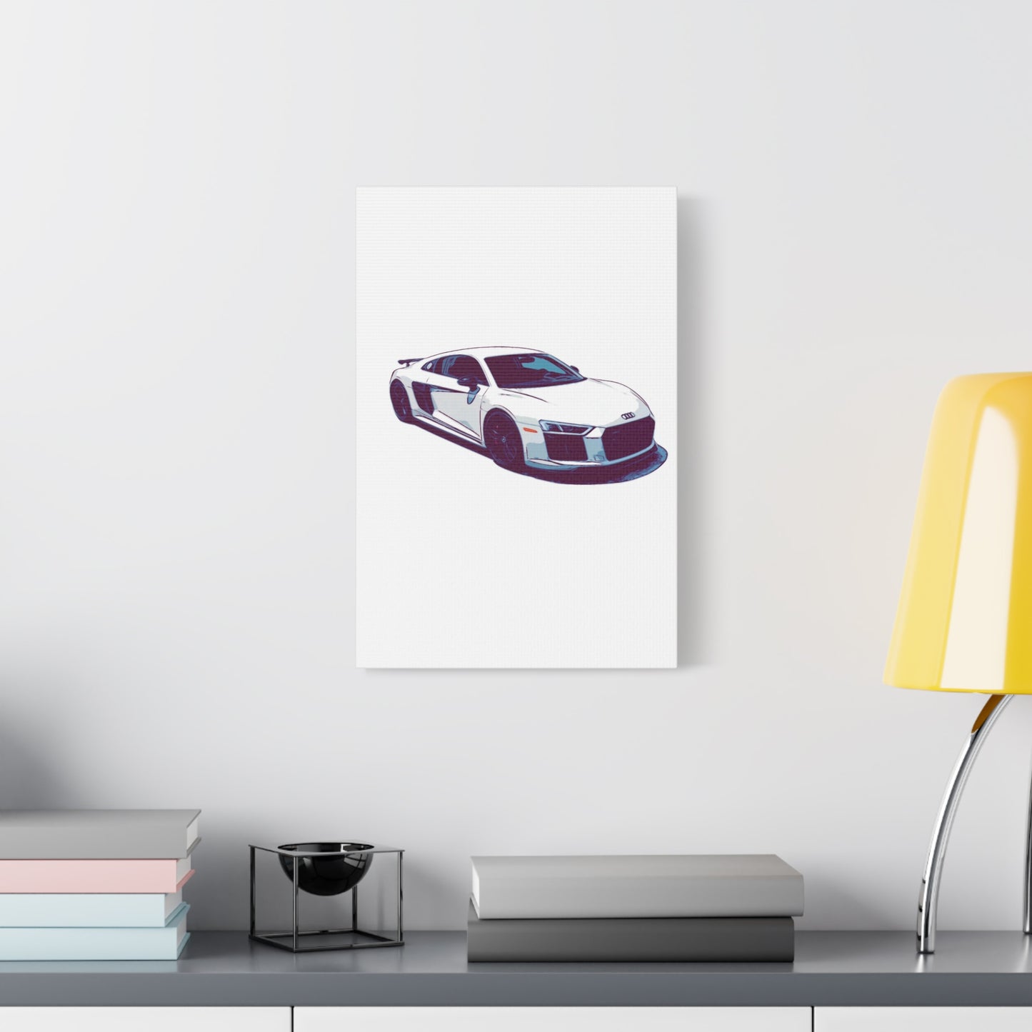 Whiteout Velocity Coupe – Clean Performance Comic Car Wall Art