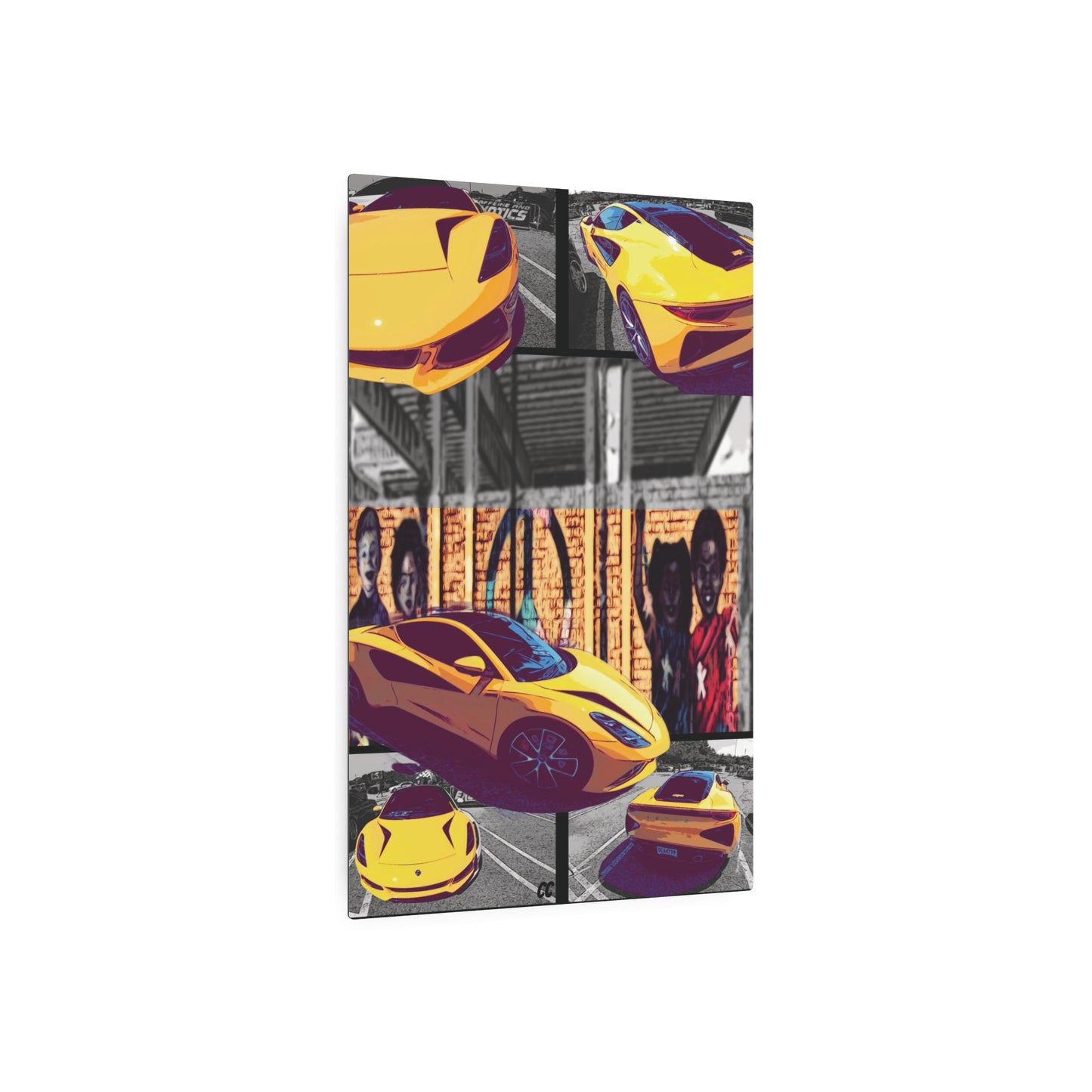 Comic My Ride! Single or Multi-Image Custom Print Metal Art Sign of YOUR whip - Vertical