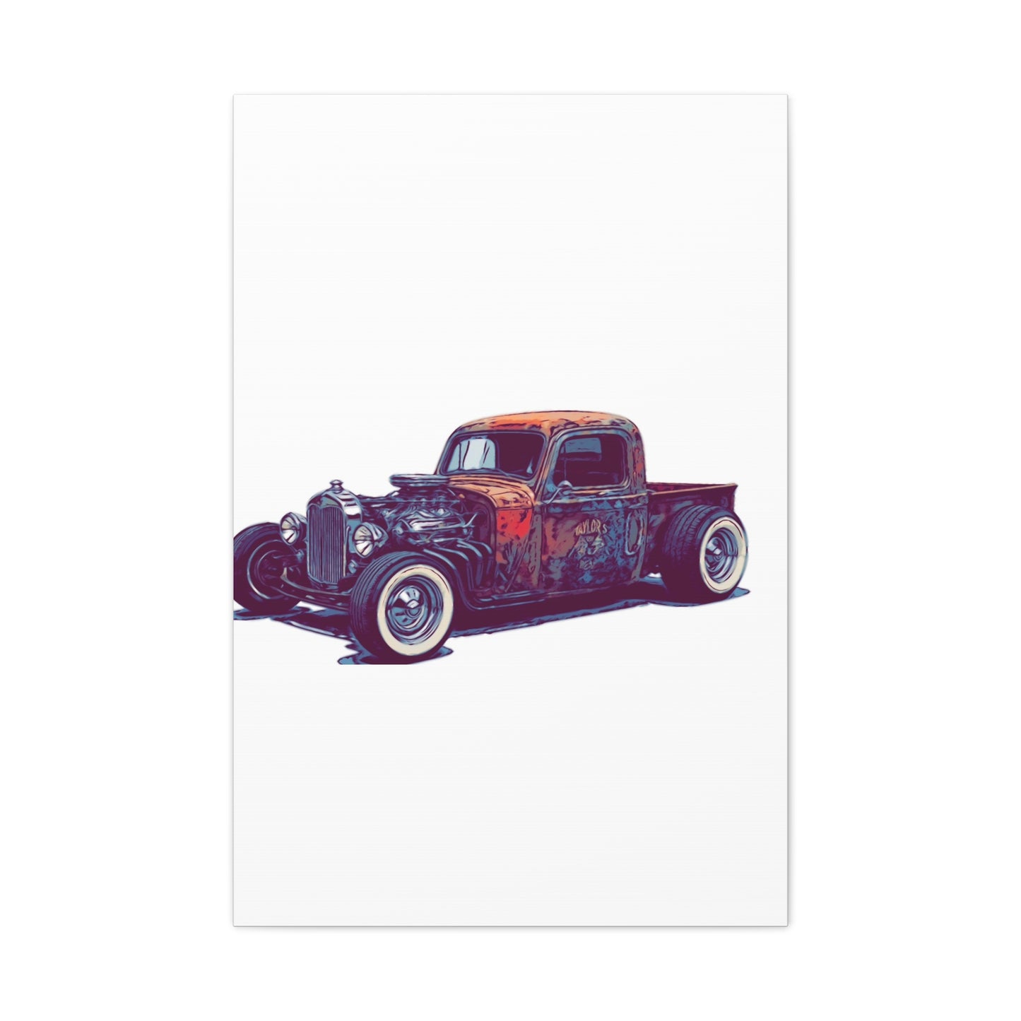 Rustbound Revival Pickup – Vintage Rat Rod Comic Car Wall Art