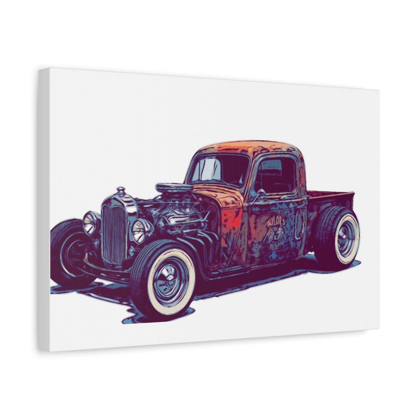 Rustbound Revival Pickup – Vintage Rat Rod Comic Car Wall Art