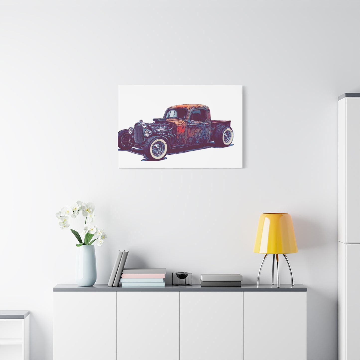 Rustbound Revival Pickup – Vintage Rat Rod Comic Car Wall Art