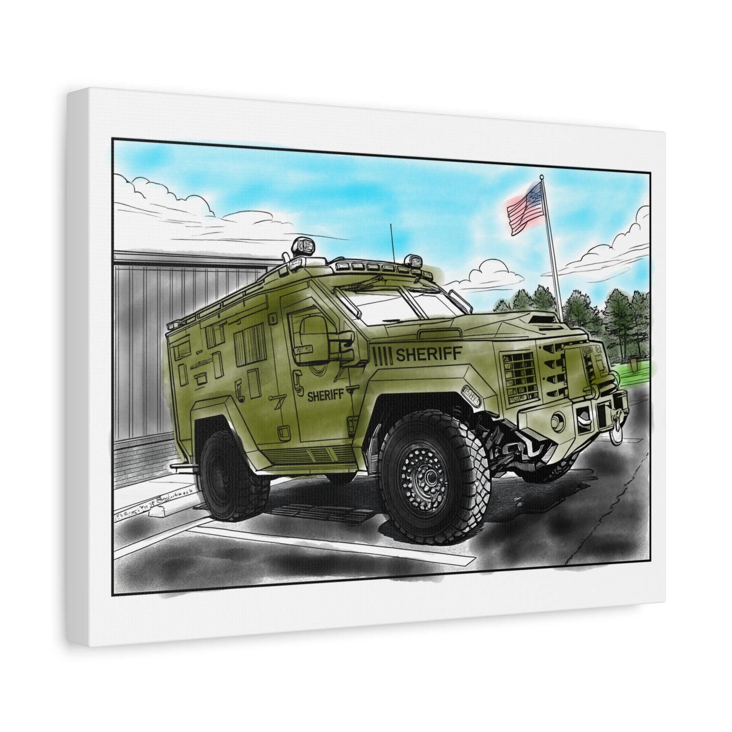 Brave Neighborhood Defender – Kids Community Truck Canvas Wall Art
