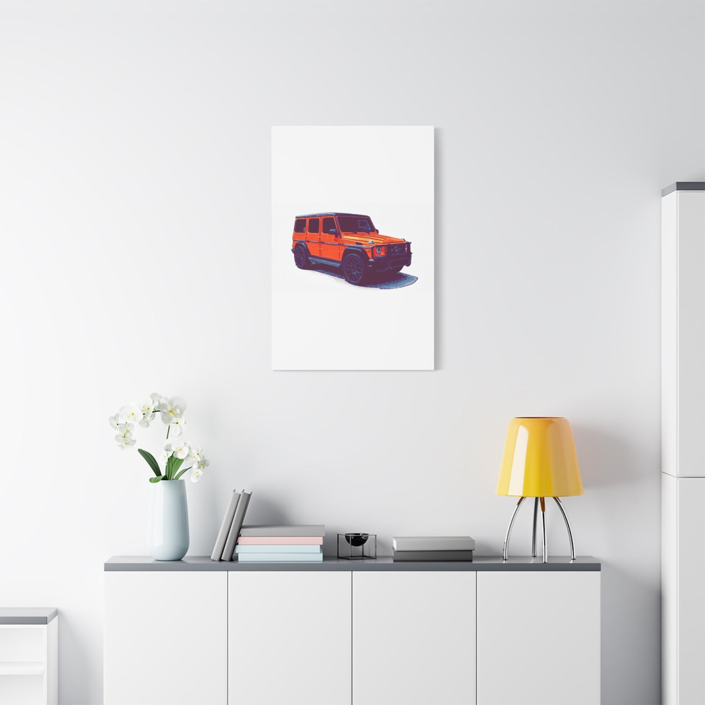 Signal Orange Sentinel – Luxury Off-Road SUV Comic Wall Art