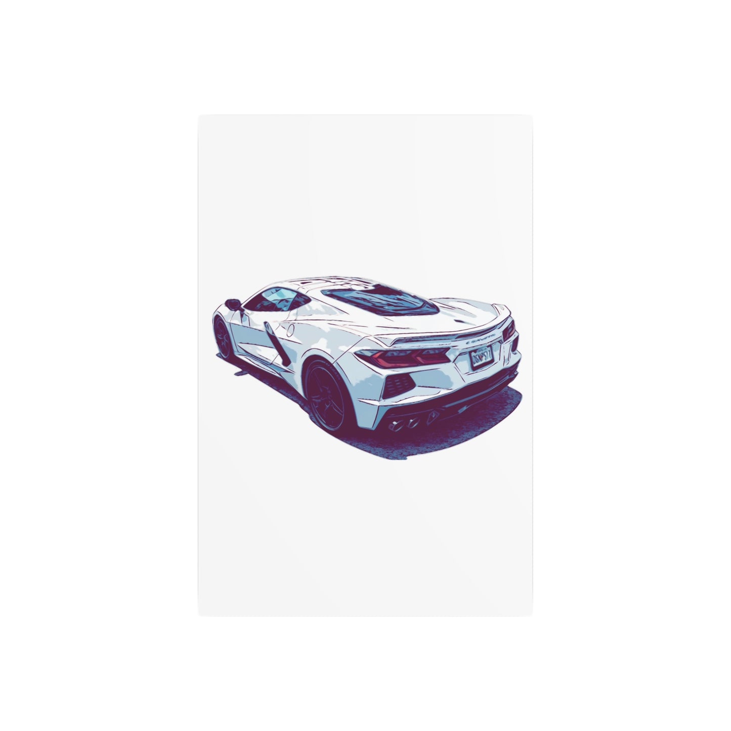 Whiteout Velocity – Modern Supercar Rear Profile Comic Wall Art