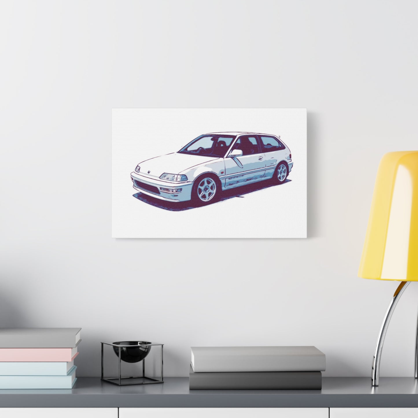 Whitewire Hatch – Compact Street Runner Comic Car Wall Art