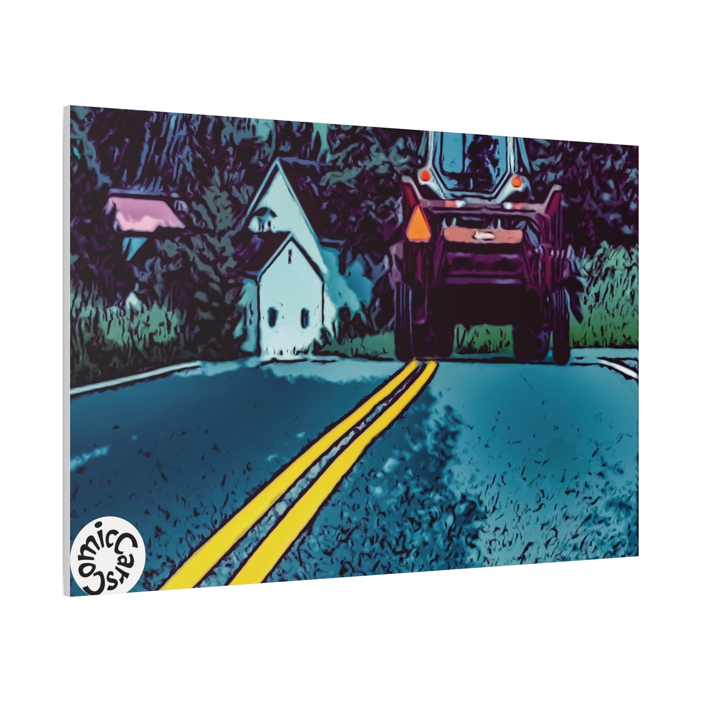 Country Roads Tractor Matte Canvas Wall Art for Farmhouse Decor