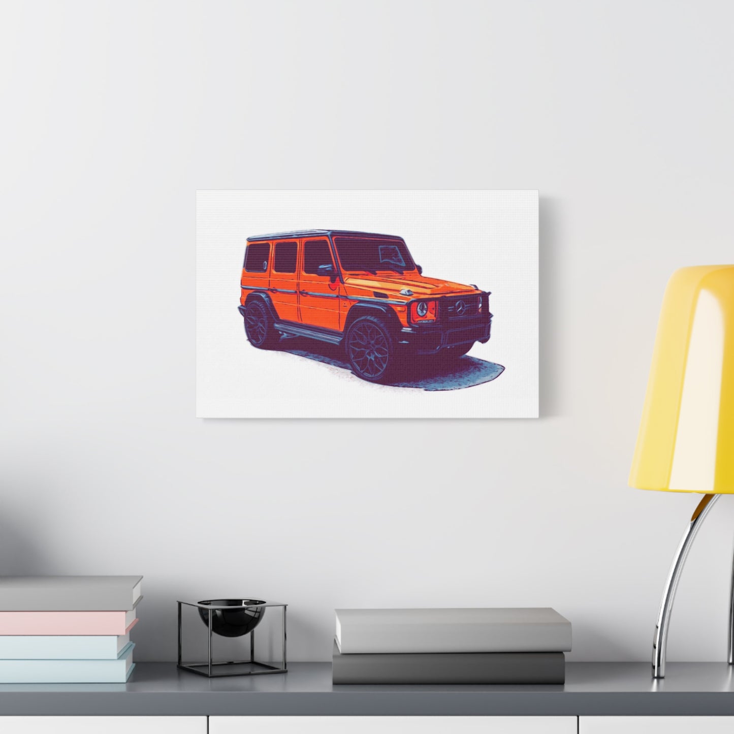 Signal Orange Sentinel – Luxury Off-Road SUV Comic Wall Art