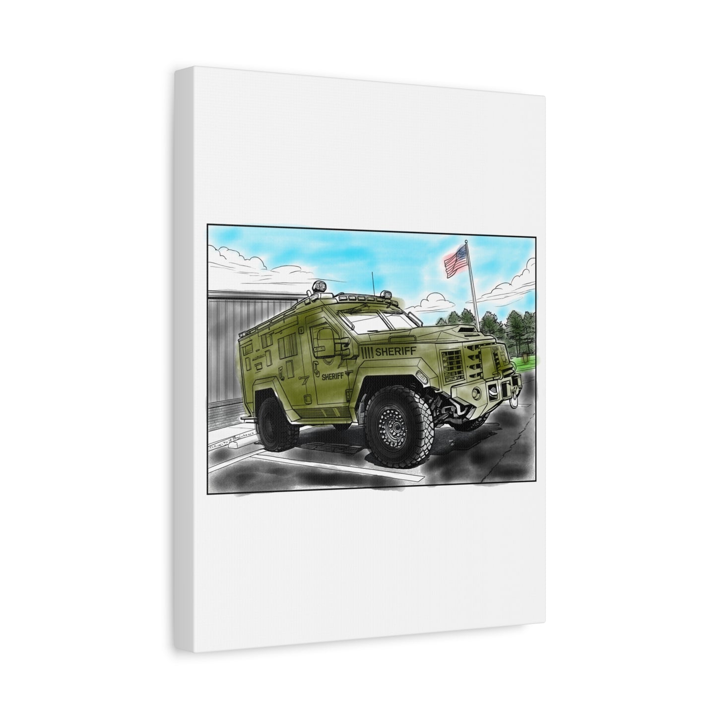 Brave Neighborhood Defender – Kids Community Truck Canvas Wall Art