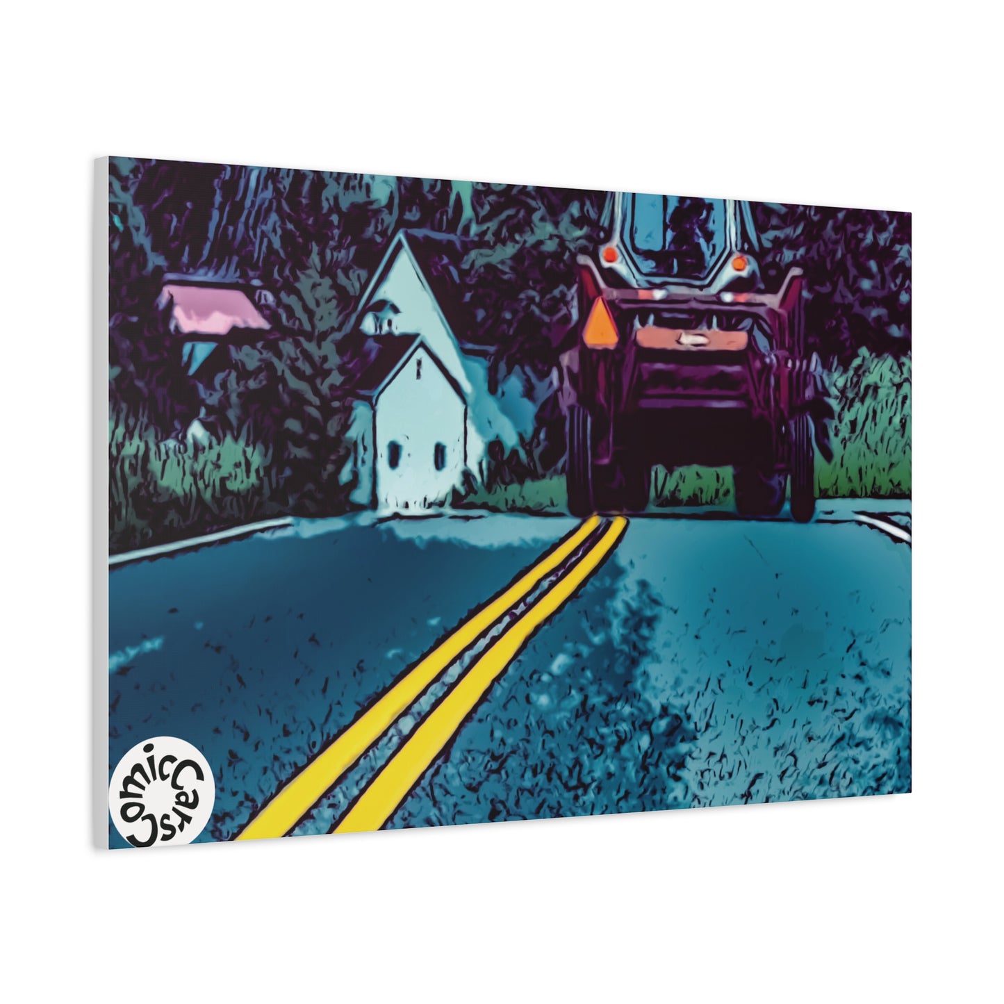 Country Roads Tractor Matte Canvas Wall Art for Farmhouse Decor