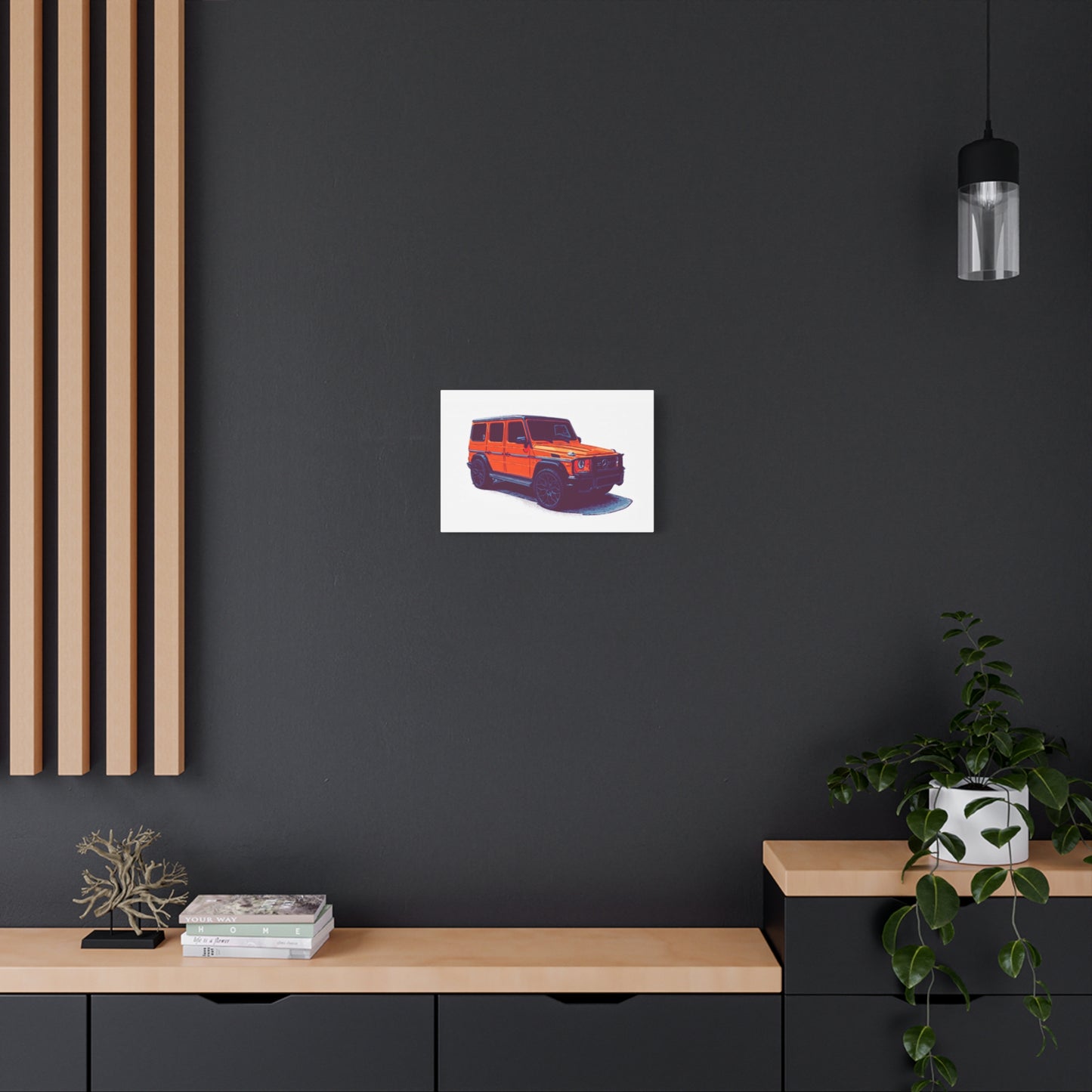 Signal Orange Sentinel – Luxury Off-Road SUV Comic Wall Art