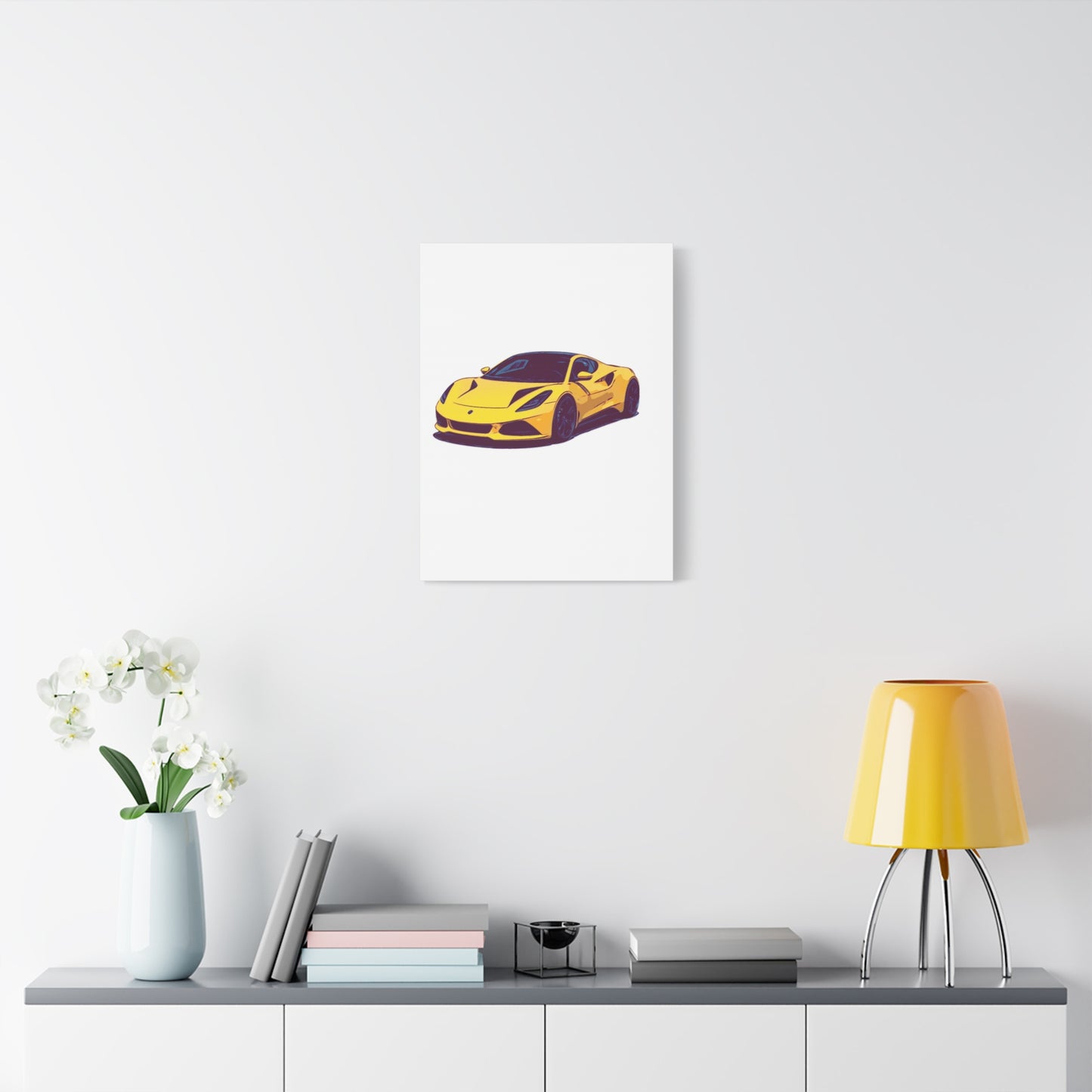 Goldflare Coupe – Exotic Performance Comic Car Wall Art