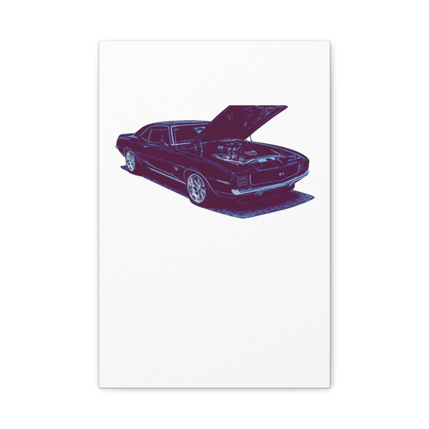 Heart on Display – Open-Hood Classic Muscle Comic Car Wall Art