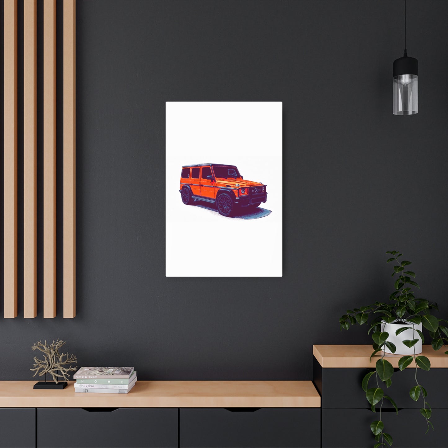 Signal Orange Sentinel – Luxury Off-Road SUV Comic Wall Art