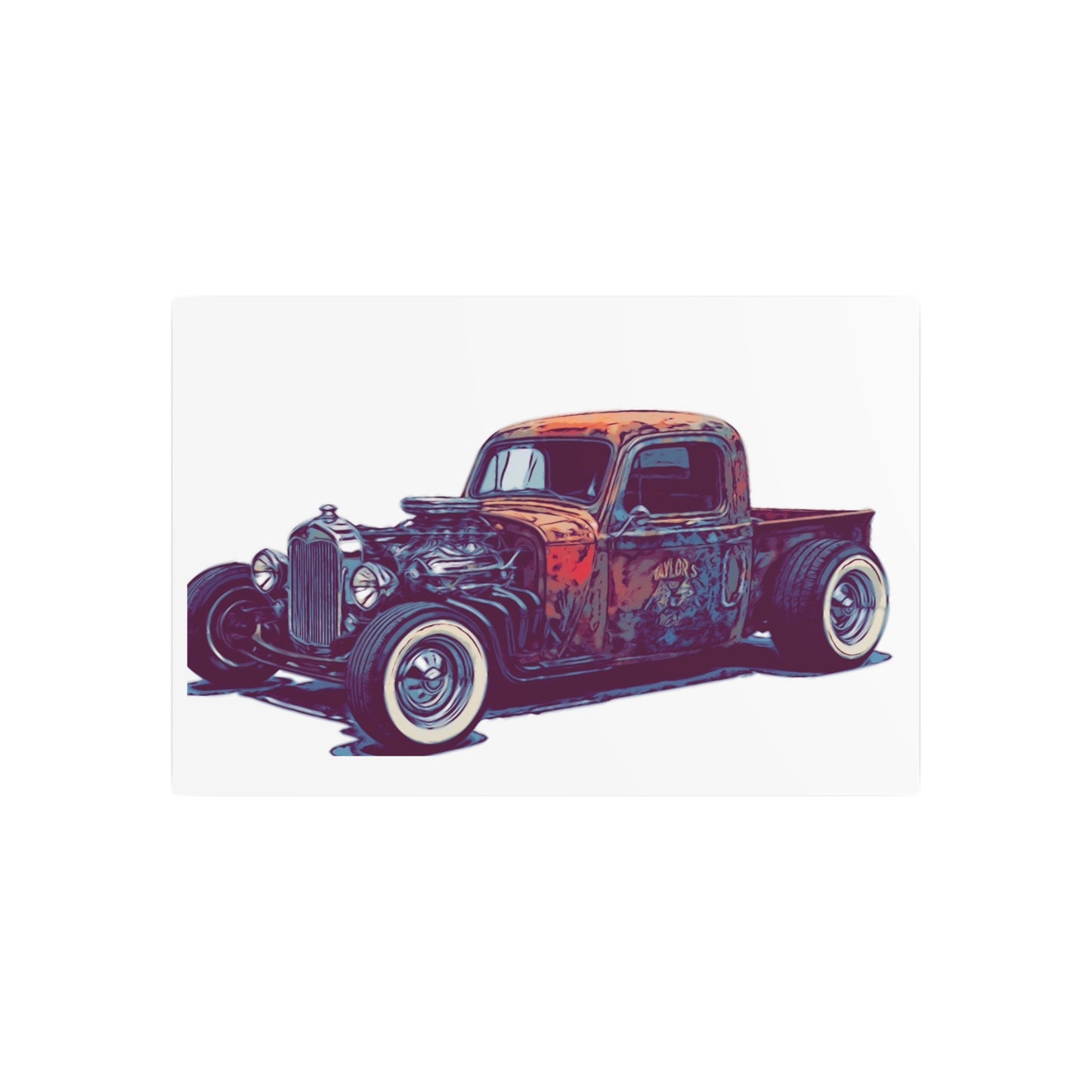 Rustbound Revival Pickup – Vintage Rat Rod Comic Car Wall Art