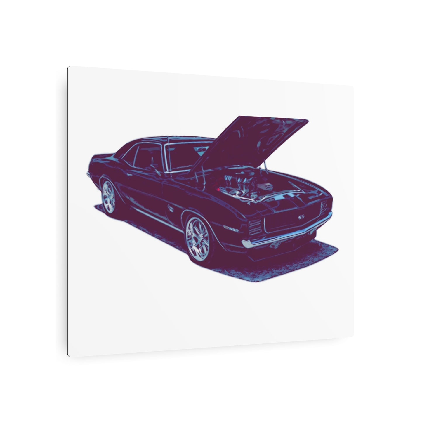Heart on Display – Open-Hood Classic Muscle Comic Car Wall Art