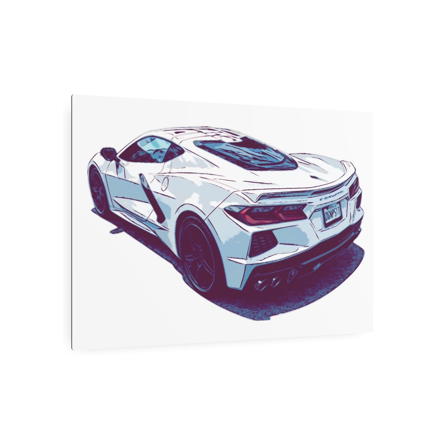 Whiteout Velocity – Modern Supercar Rear Profile Comic Wall Art