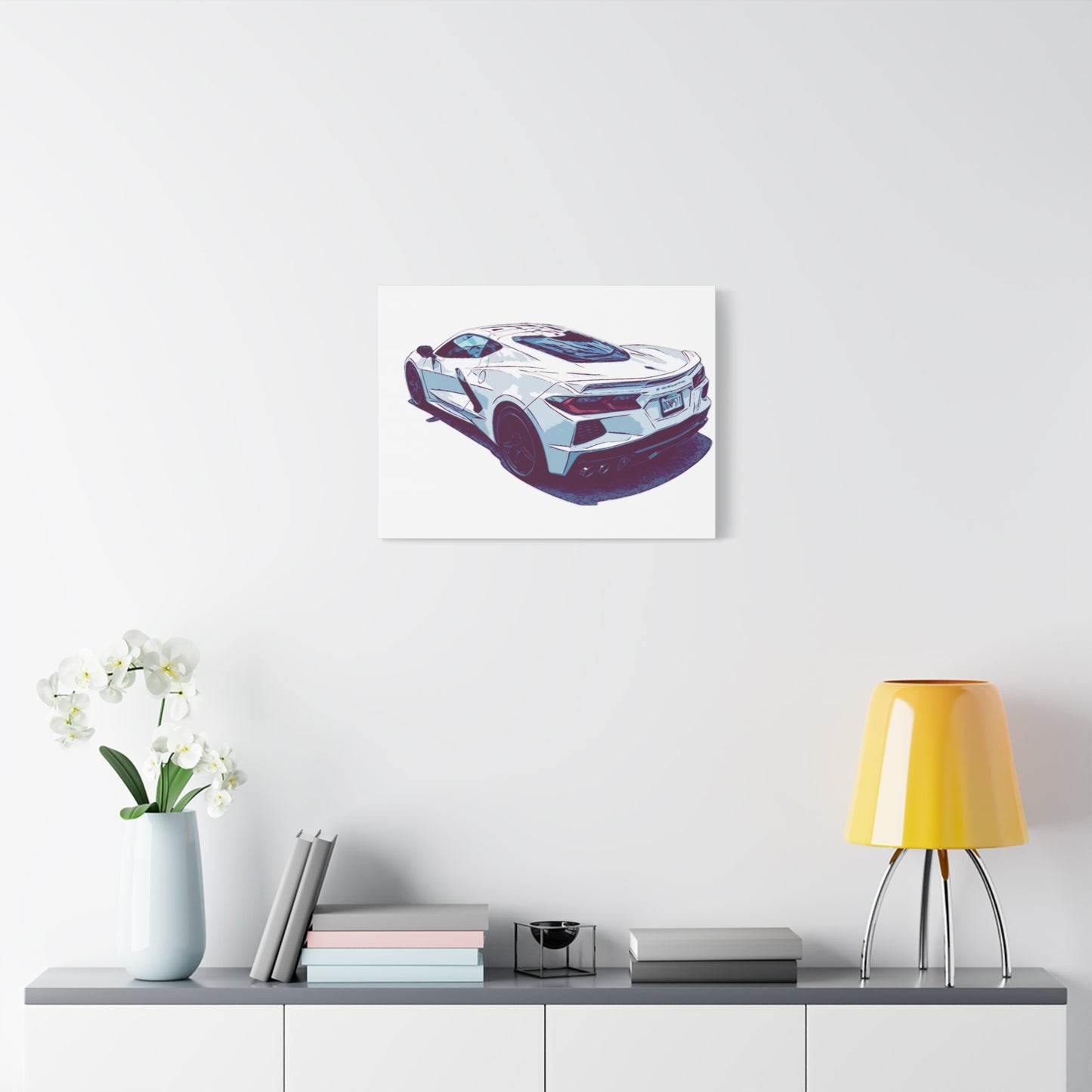 Whiteout Velocity – Modern Supercar Rear Profile Comic Wall Art