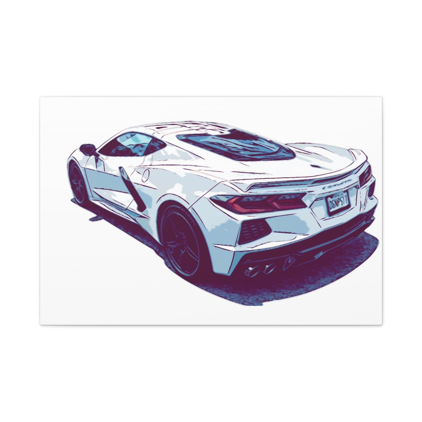 Whiteout Velocity – Modern Supercar Rear Profile Comic Wall Art