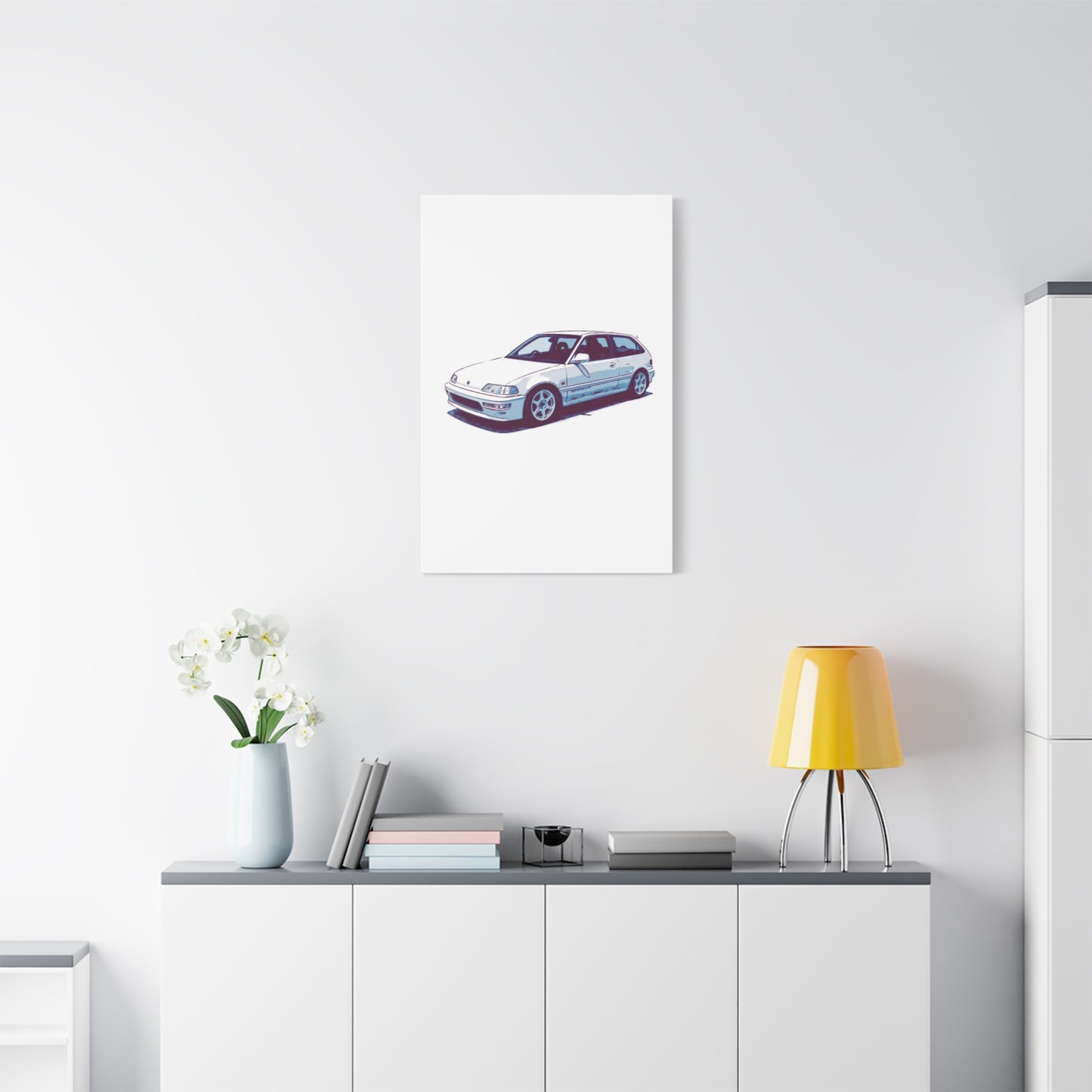 Whitewire Hatch – Compact Street Runner Comic Car Wall Art