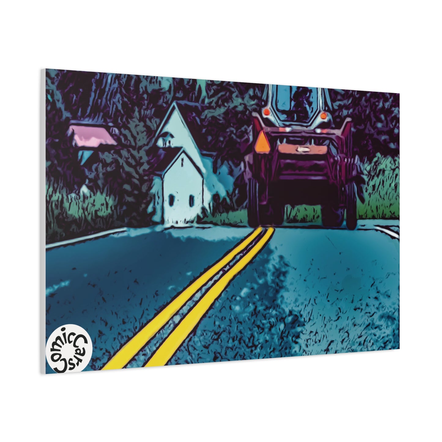 Country Roads Tractor Matte Canvas Wall Art for Farmhouse Decor