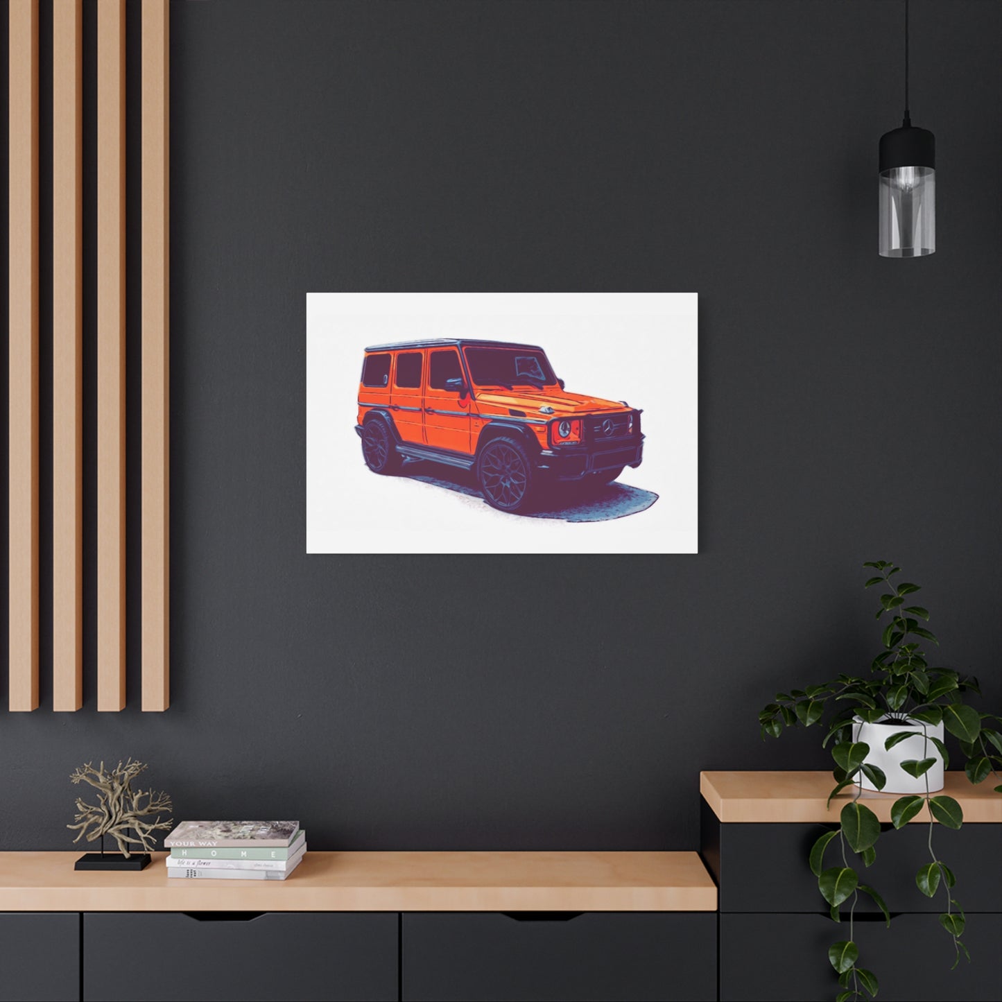 Signal Orange Sentinel – Luxury Off-Road SUV Comic Wall Art