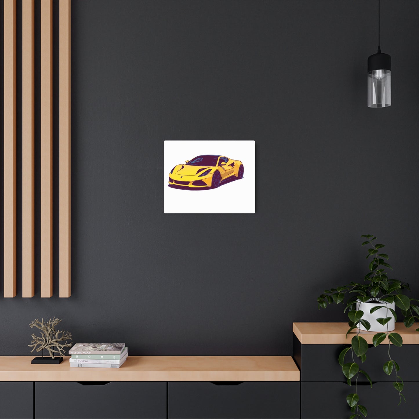 Goldflare Coupe – Exotic Performance Comic Car Wall Art