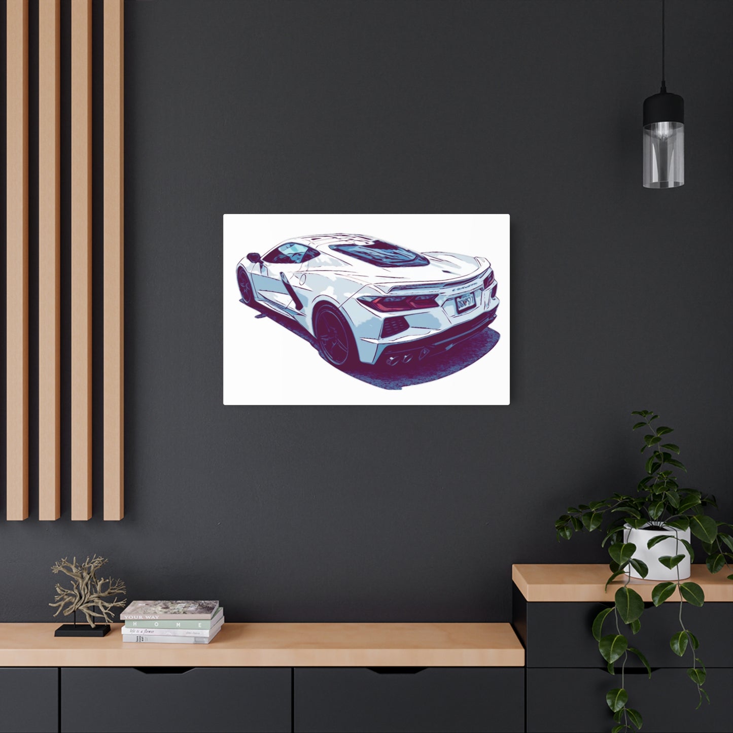 Whiteout Velocity – Modern Supercar Rear Profile Comic Wall Art