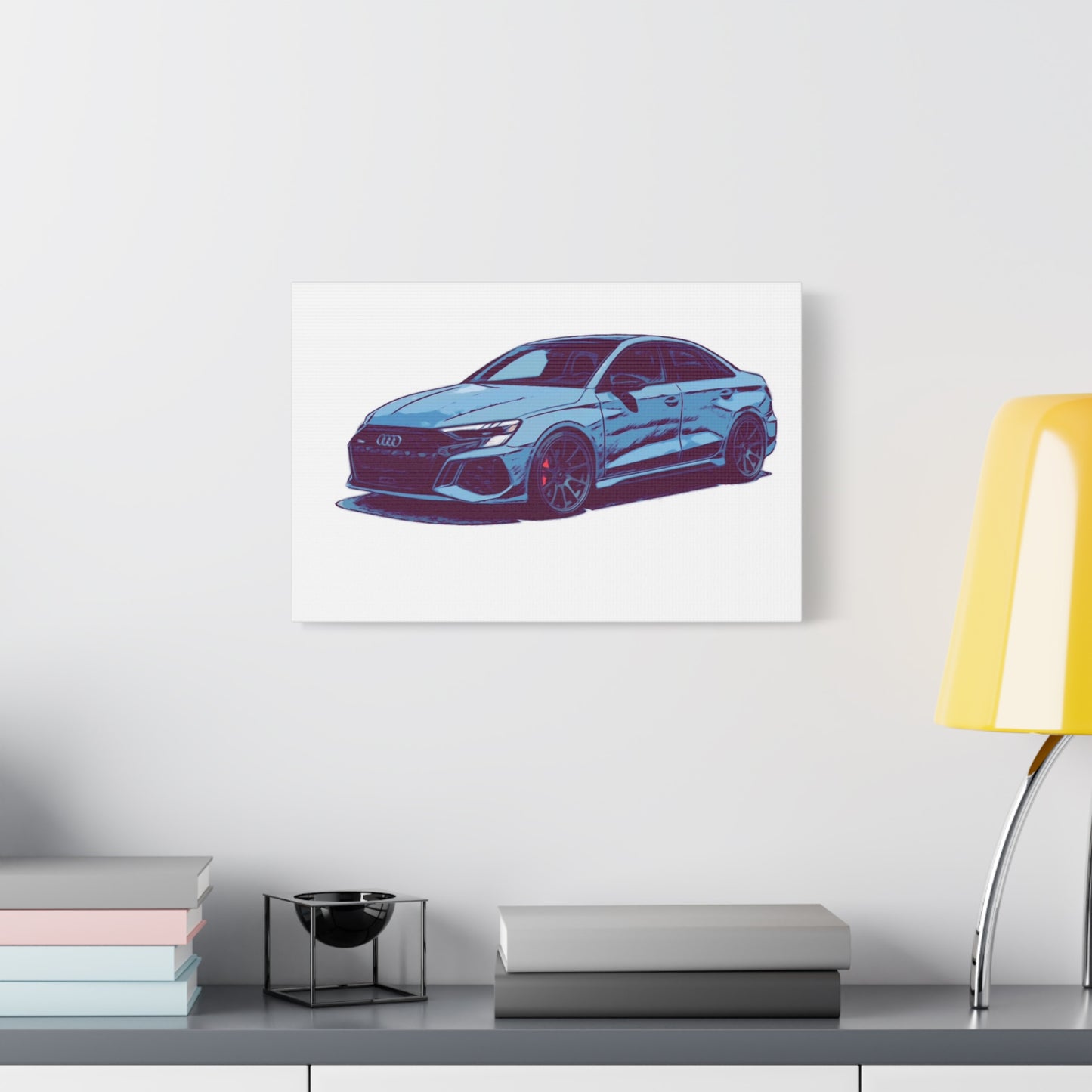 Midnight Precision – Modern European Performance Sedan Comic Car Wall Art