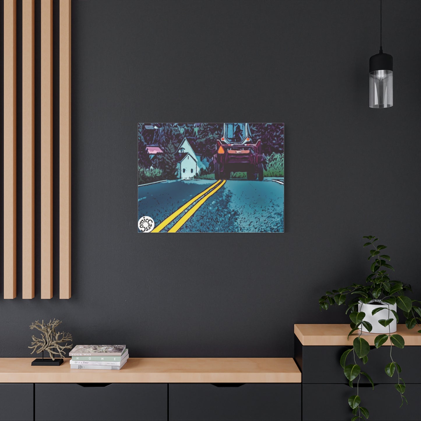 Country Roads Tractor Matte Canvas Wall Art for Farmhouse Decor