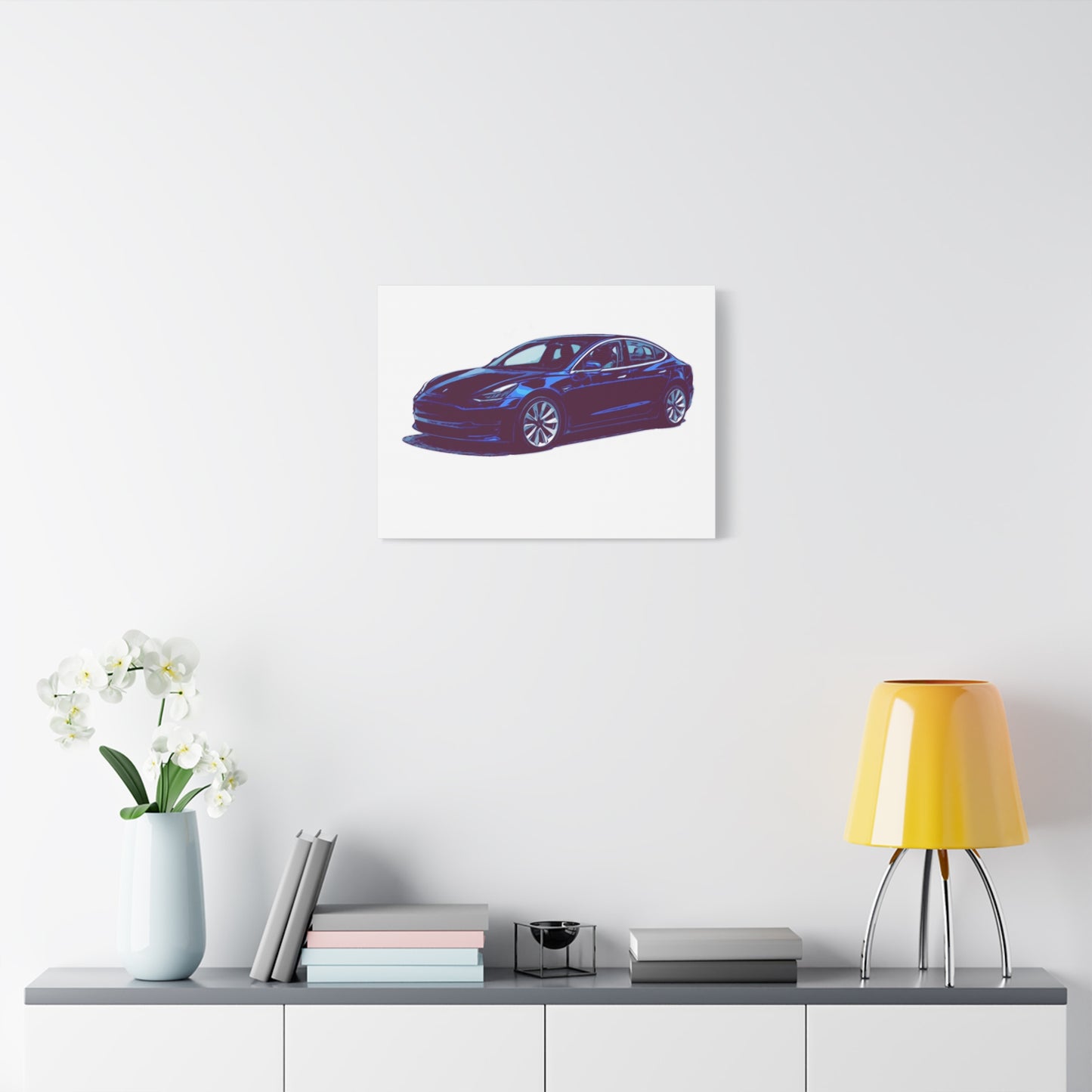 Silentshift Fastback – Modern Electric Sport Sedan Comic Car Wall Art