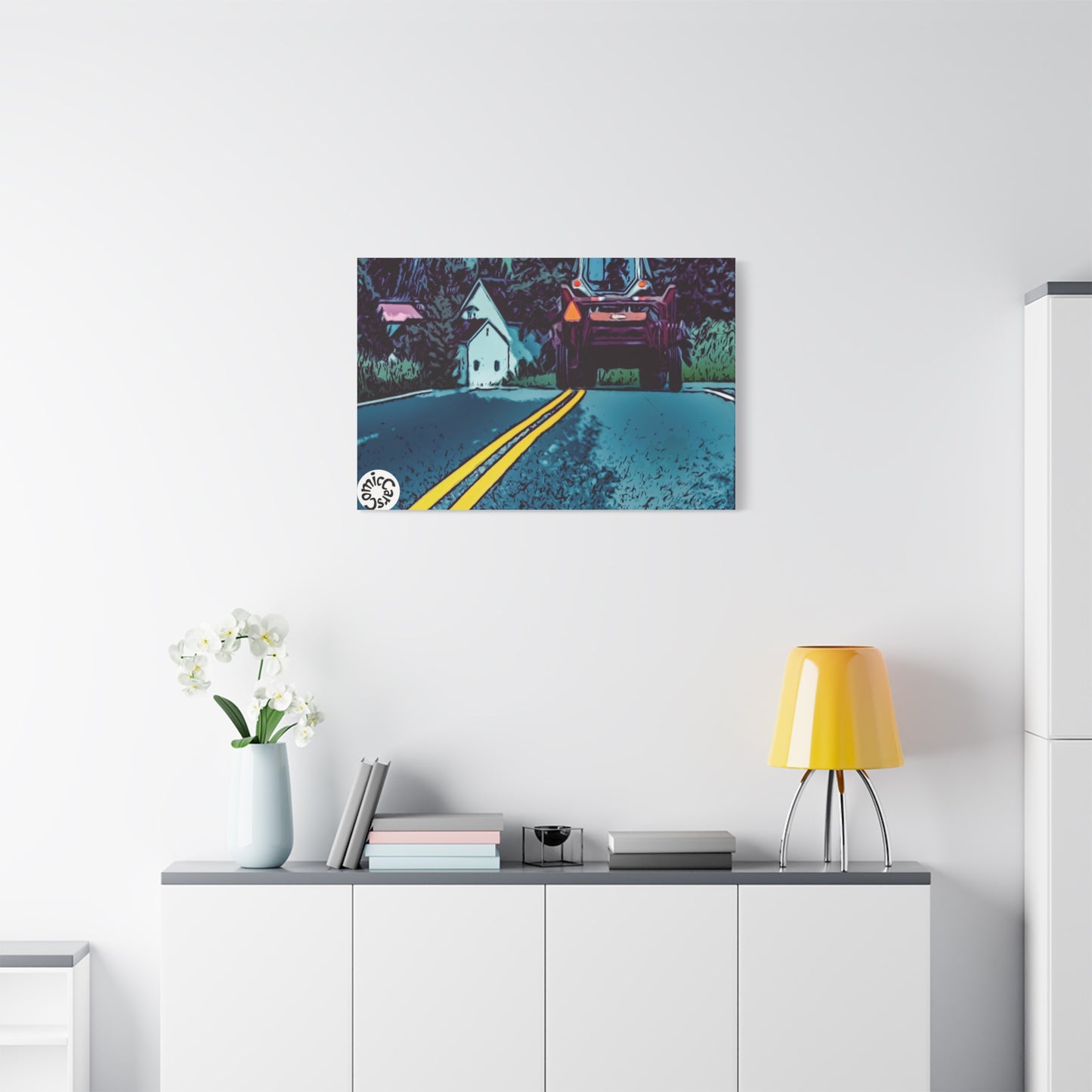 Country Roads Tractor Matte Canvas Wall Art for Farmhouse Decor
