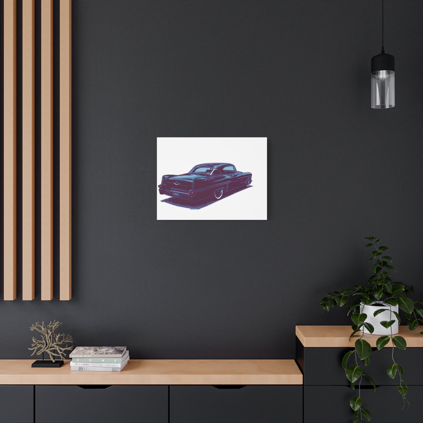 Tailfin After Hours – Vintage Luxury Cruiser Comic Car Wall Art