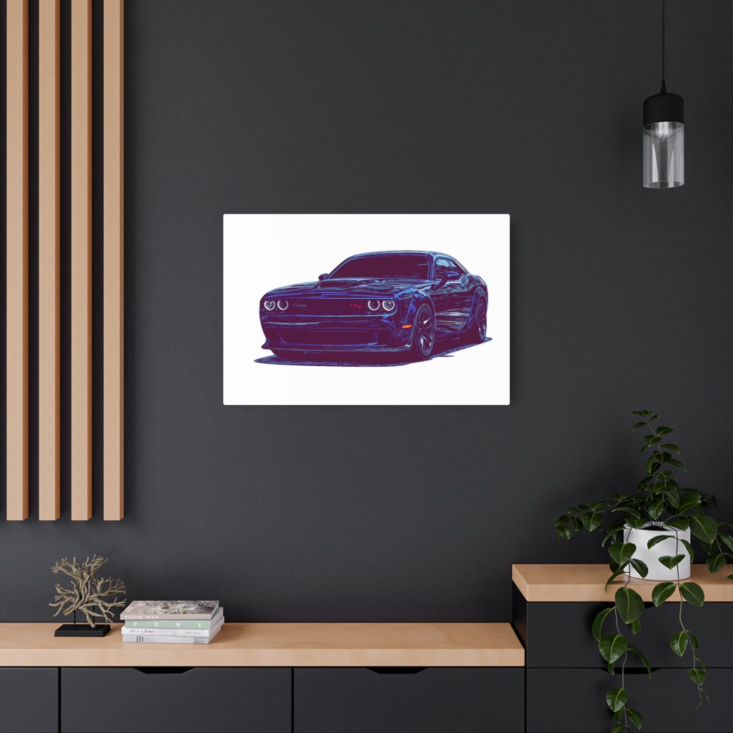 Midnight Muscle Coupe – Modern Street Performance Comic Car Wall Art