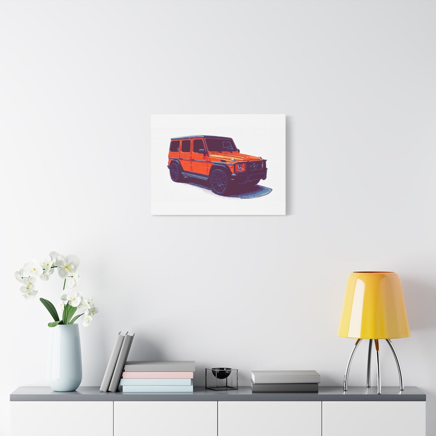 Signal Orange Sentinel – Luxury Off-Road SUV Comic Wall Art