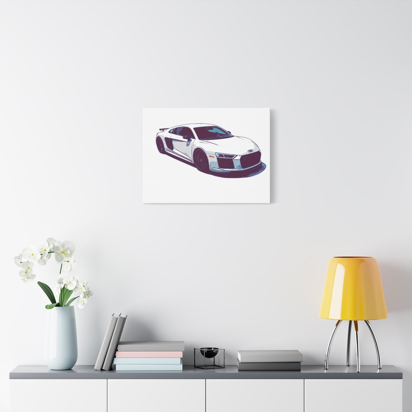 Whiteout Velocity Coupe – Clean Performance Comic Car Wall Art