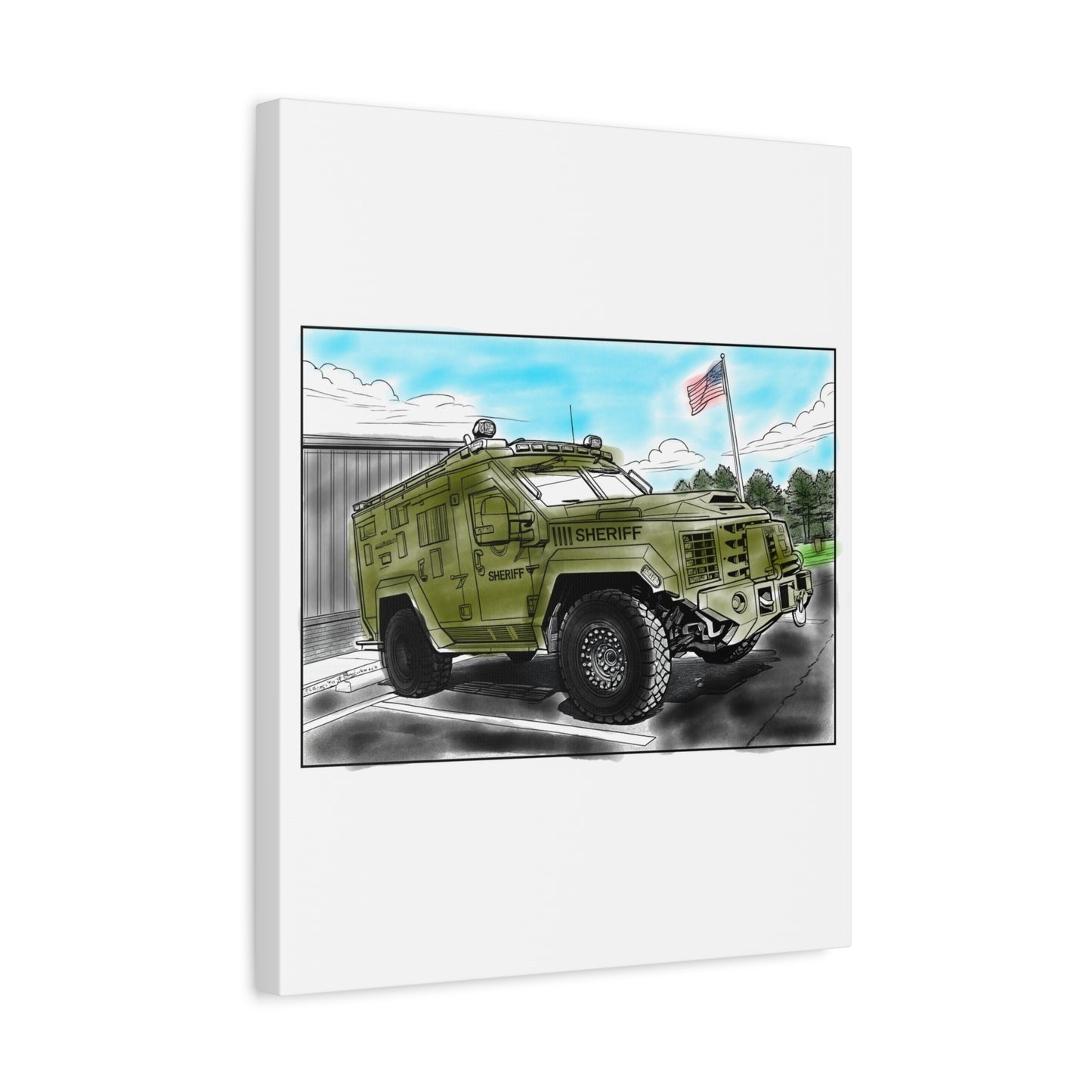 Brave Neighborhood Defender – Kids Community Truck Canvas Wall Art