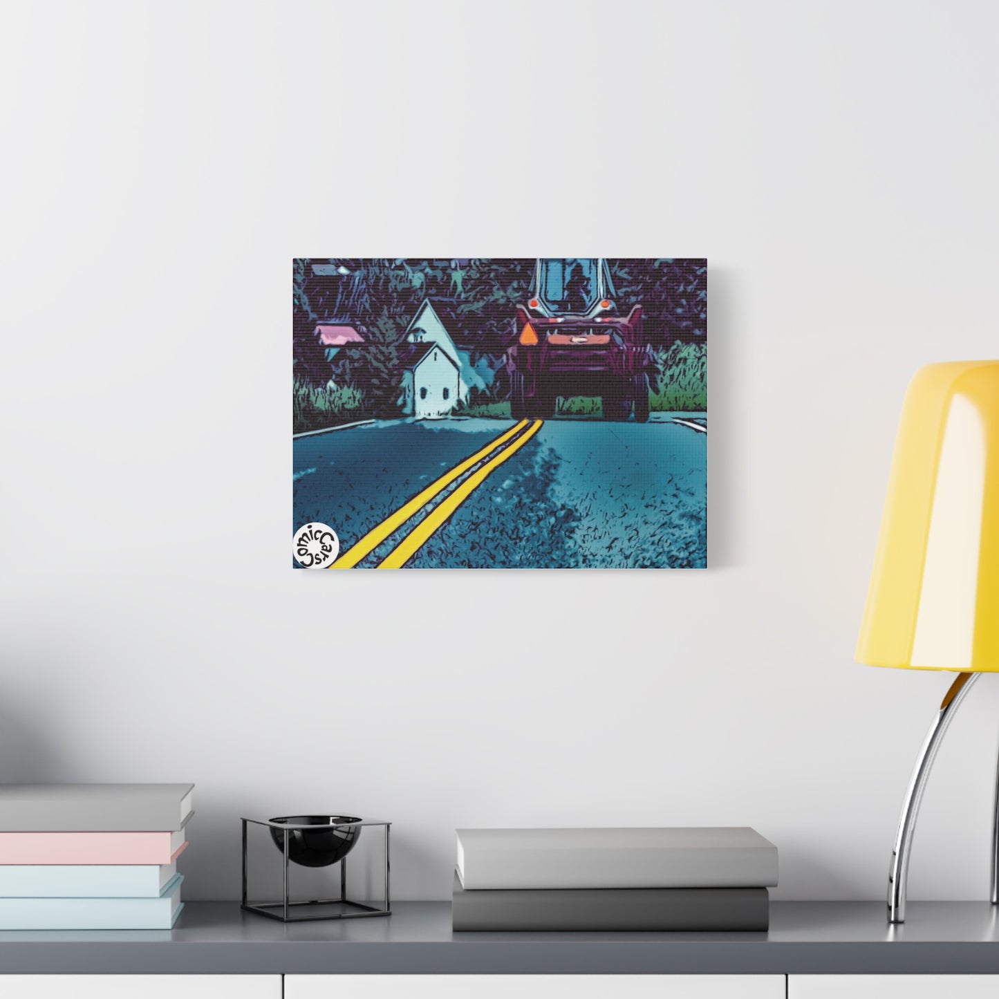 Country Roads Tractor Matte Canvas Wall Art for Farmhouse Decor