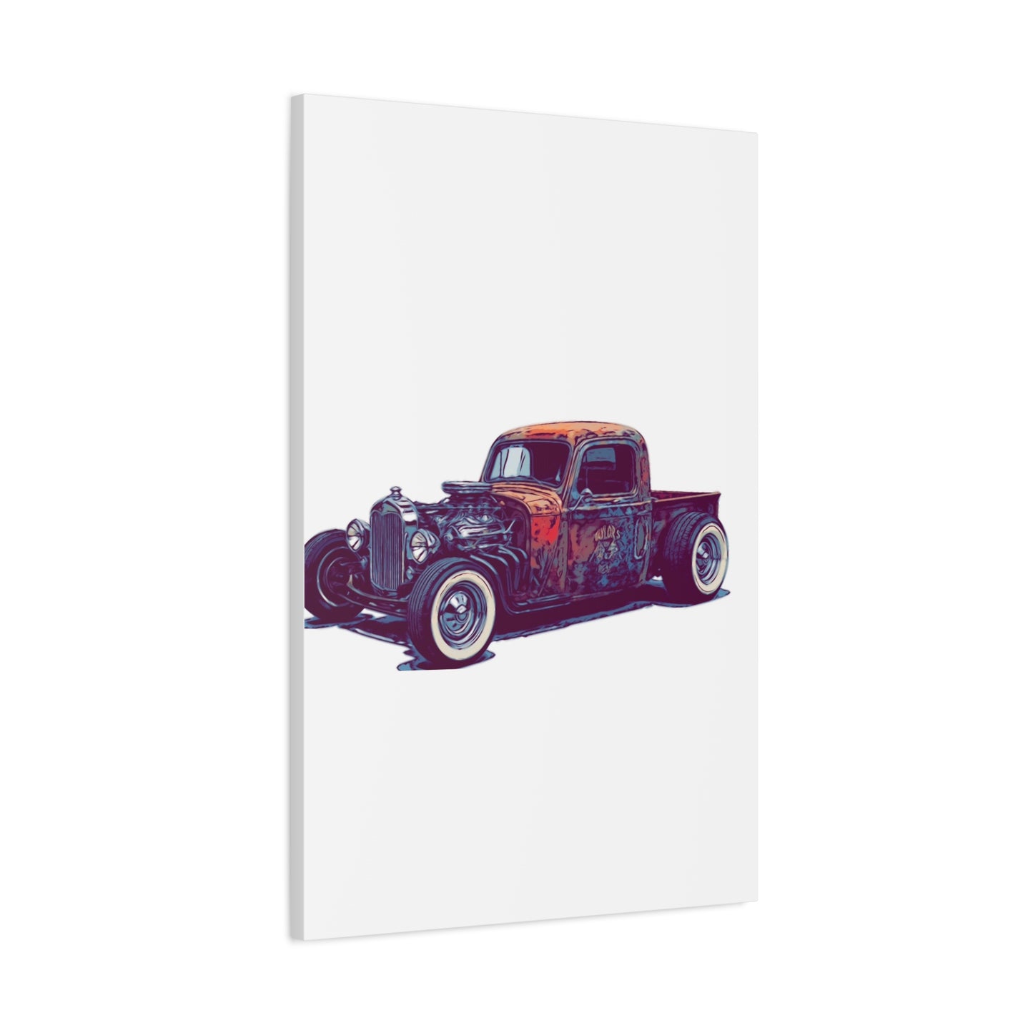 Rustbound Revival Pickup – Vintage Rat Rod Comic Car Wall Art