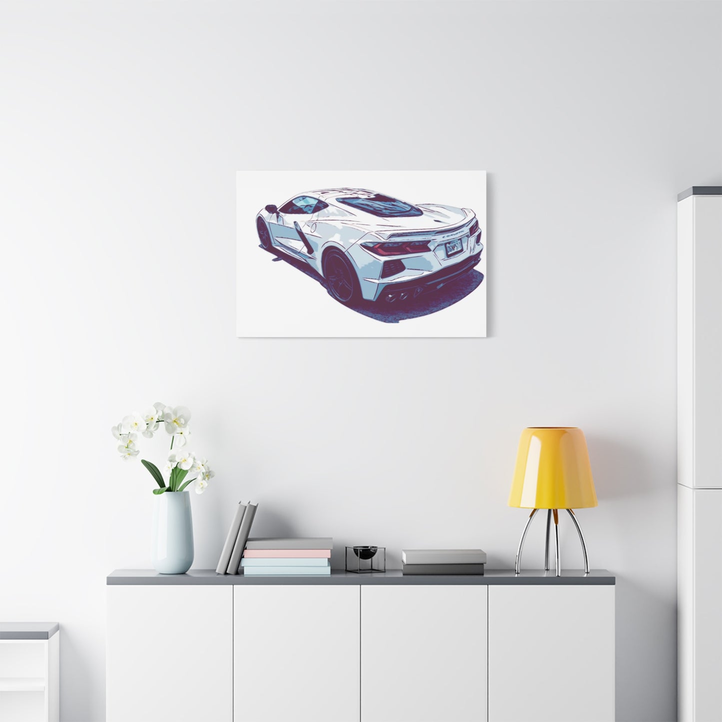 Whiteout Velocity – Modern Supercar Rear Profile Comic Wall Art